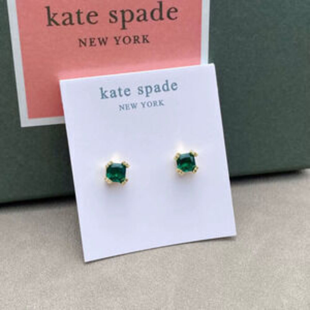 kate spade Vintage Emerald Geometric Cube Silver Earrings
